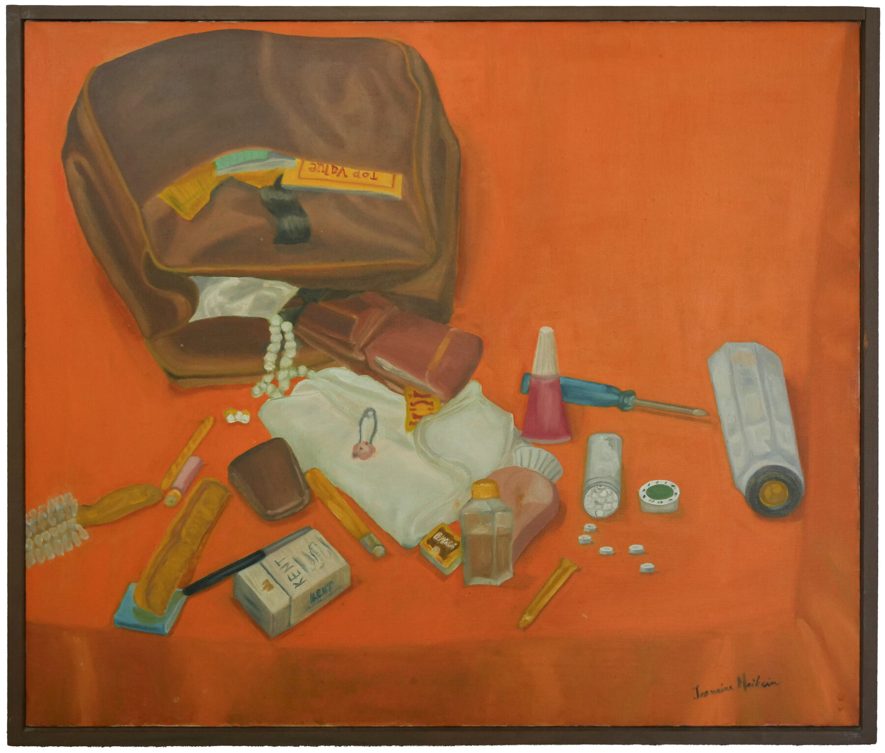Mother's Purse, a still-life painting by Jeannine Meiksin, circa 1959.